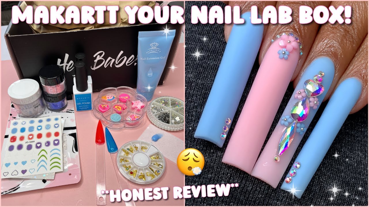 BLUE & PINK POLYGEL NAILS! June Makartt Your Nail Lab Box Unboxing *LATE* HONEST REVIEW