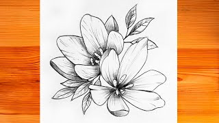 Como dibujar unas flores - Dibujo a lapiz Paso a paso