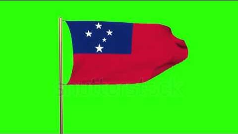 Samoa flag waving in the wind. Green screen, alpha matte. Loopable animation Stock video by