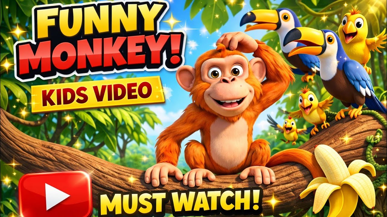 Funny Monkey 🐵😂 Kids Most Watched Cartoon Video Super Fun Monkey Masti in Jungle 🐒Funny Kids Cartoon