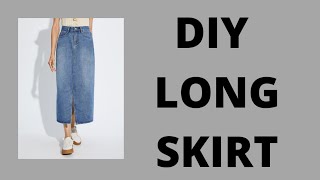 DIY Long skirt form old jeans
