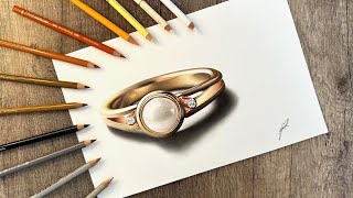 How to draw a golden ring by using colored pencils/ Art by Luk-Draws #art #drawing