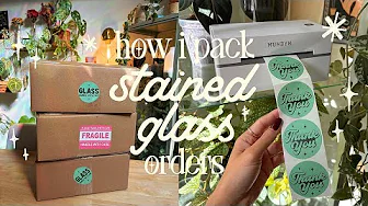 pack stained glass orders with me 📦🌿 asmr