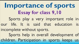 Essay on Importance of Sports in English | essay importance of games