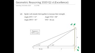 LEVEL 1 GEOMETRIC REASONING - Trig - 2020 Q 1(d) -spider web