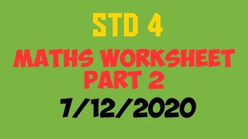 Victers channel std 4 mathematics work sheet on 7/12/2020