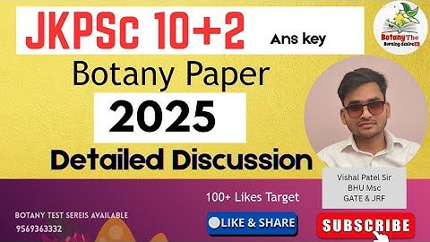 12 OCT 2025 | JKPSC 10+2 Lecturer | Botany Full Paper Solution | Botany Course Available | Watch Now