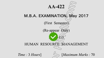 May 2017 MBA 1st Sem Reappear Human Resource Management Question Paper