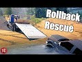 SpinTires MudRunner: Stuck Ford F350 RESCUE! Peterbilt Rollback Tow Truck