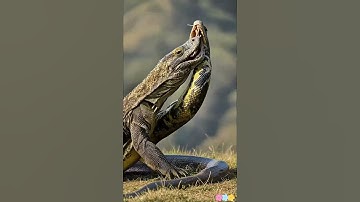 Monitor Lizard Wrestles and Tosses Python#ai#GPT#sora#openai#story#animal