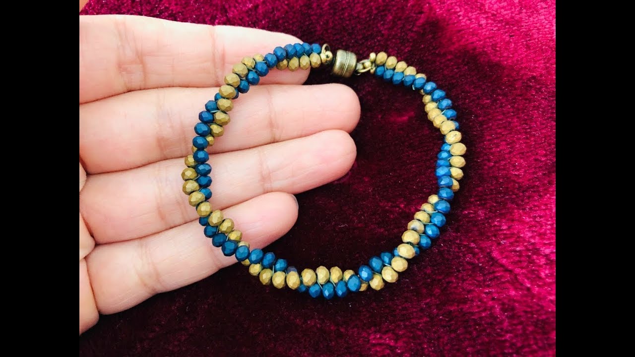 Download Twisted Herringbone Bracelet || Easiest Tutorial ever || 2 bead twisted Herringbone - YouTube