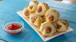 Mini Puff Pastry Wrapped Hot Dogs