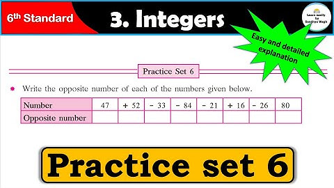 Practice set 6 | Integers | Chapter 3 | 6th standard | Maths | Maharashtra State Board