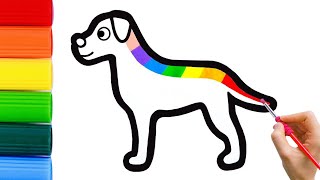 How To Draw Cute Dog With Rainbow Colors For Kids