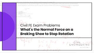 Civil FE Exam - What's the Normal Force on a Braking Shoe to Stop Rotation?