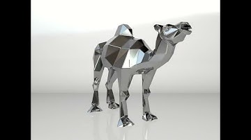 Template for DIY metal sculpture, Pattern of Camel low poly model in DXF and PDF Format Blueprints