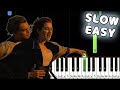 My Heart Will Go On - Titanic - SLOW EASY Piano Tutorial [animelovemen]