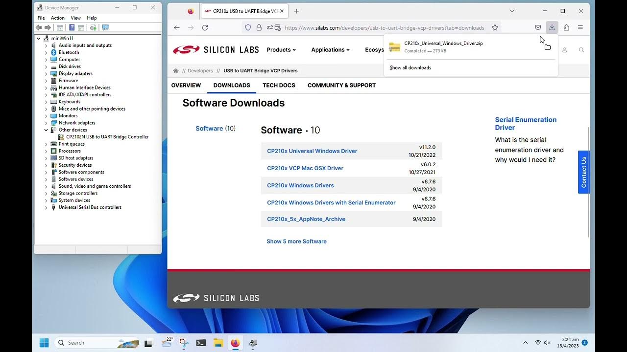 Cp210x Usb To Uart Bridge Vcp Drivers Install Silicon Labs CP210x USB to UART Bridge driver on Windows 11