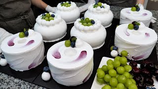 솜털처럼 부드럽고 폭신한! 블루베리 생크림 쉬폰케익 만들기 making blueberry chiffon cake with fresh cream - korean street food