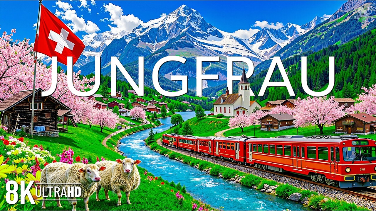 Jungfrau Spring 8K UHD | Majestic Alps, Green Valleys & Peaceful Mountain Serenity | Video 8K UHD
