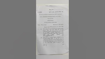 Functional Analysis Question paper| MSc Mathematics 2nd Year
