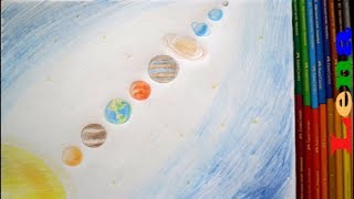 Sonnensystem zeichnen - How to draw a Solar system with explanation - солнечная система