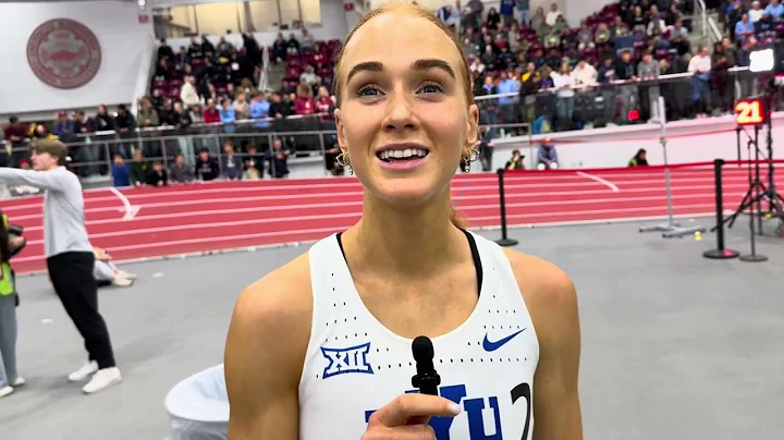 Jane Hedengren after 14:44 collegiate 5000m record at Boston University