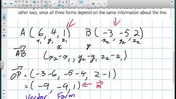 Vector, Parametric and Symmetric Equations of a Line in Three Space R3) (Grade 12 Caculus and Vector