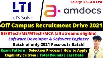 🔴LTI and Amdocs Off-Campus Hiring 2021 Batch | LTI & Amdocs Updated Exam Pattern & Selection Process