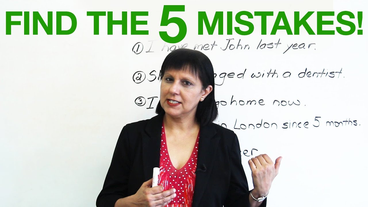 ⁣Basic English Grammar - Find the 5 mistakes!