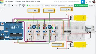 Cipad 27: 4 bascules ON/OFF avec variateurs de vitesse pour contrôler 2 moteurs avec le L293D.