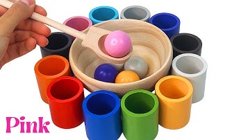 Rainbow Balls and Cups - Learn Colors, Numbers, and Spanish Words for Toddlers and Babies!