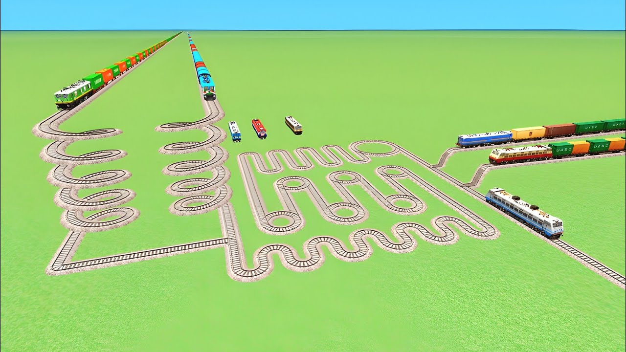 💝EIGHT TRAIN CROSSIN CIRCLE SNAKE ZIG ZAG CURVED💞TRUN RAILROAD RAILWORK BEANG DRIVE 