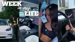 Weekly Vlog: I BOUGHT A TESLA AT 19 + car shopping + car Tour + decorating + more !