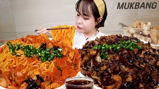 SUB) 중식 특집 ^0^ 해물 잔뜩 쟁반짜장 & 해물 쟁반짬뽕 탕수육 만두 수향 먹방 SEAFOOD JJAJANG & JJAMPPONG REAL SOUND ASMR MUKBANG