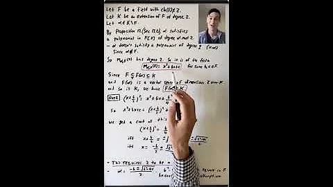 Quadratic Extensions in Characteristic not Equal to 2 (Algebra 3: Lecture 10 Video 1)