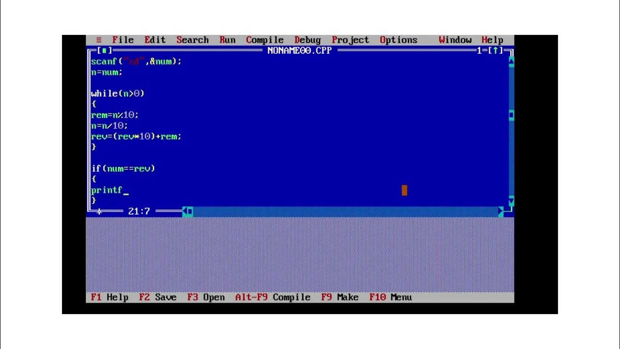 palindrome program in c language on turbo c++ - YouTube