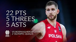 Michal Sokolowski 22 pts 5 threes 5 asts vs Bosnia Herzegovina Olympic Qualis