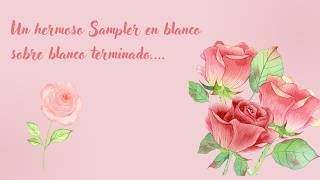 FLOSSTUBE 69 SAMPLER BLANCO EN HARDANGER PUNTO DE CRUZ Y PUNTADAS ESPECIALES TERMINADO.