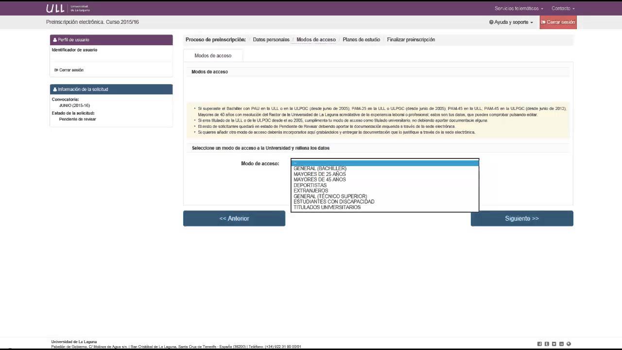 preinscripción uas 2019 Solicitud de plaza en los grados ULL 2015/16. La preinscripción on-line