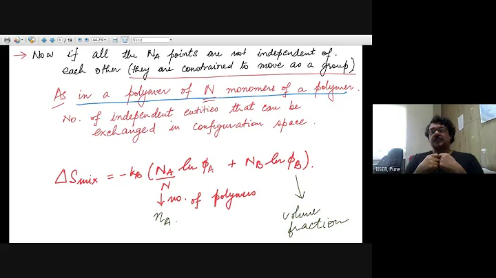 Lec 8 : Flory Huggins Theory-2: the chi parameter, Free energy of mixing