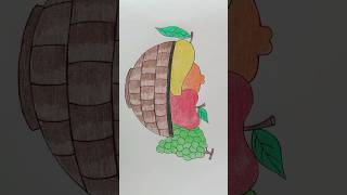 How to draw fruit basket / fruit basket drawing // #shorts  #ytshorts  #drawing  #fruit  //