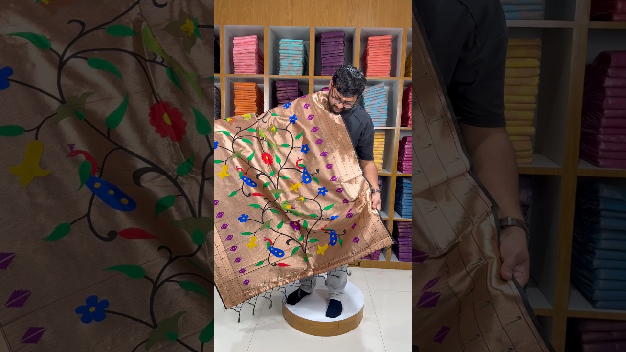 Paithani Jacquard Dupatta with Peacock (Mor) & Floral Weaving