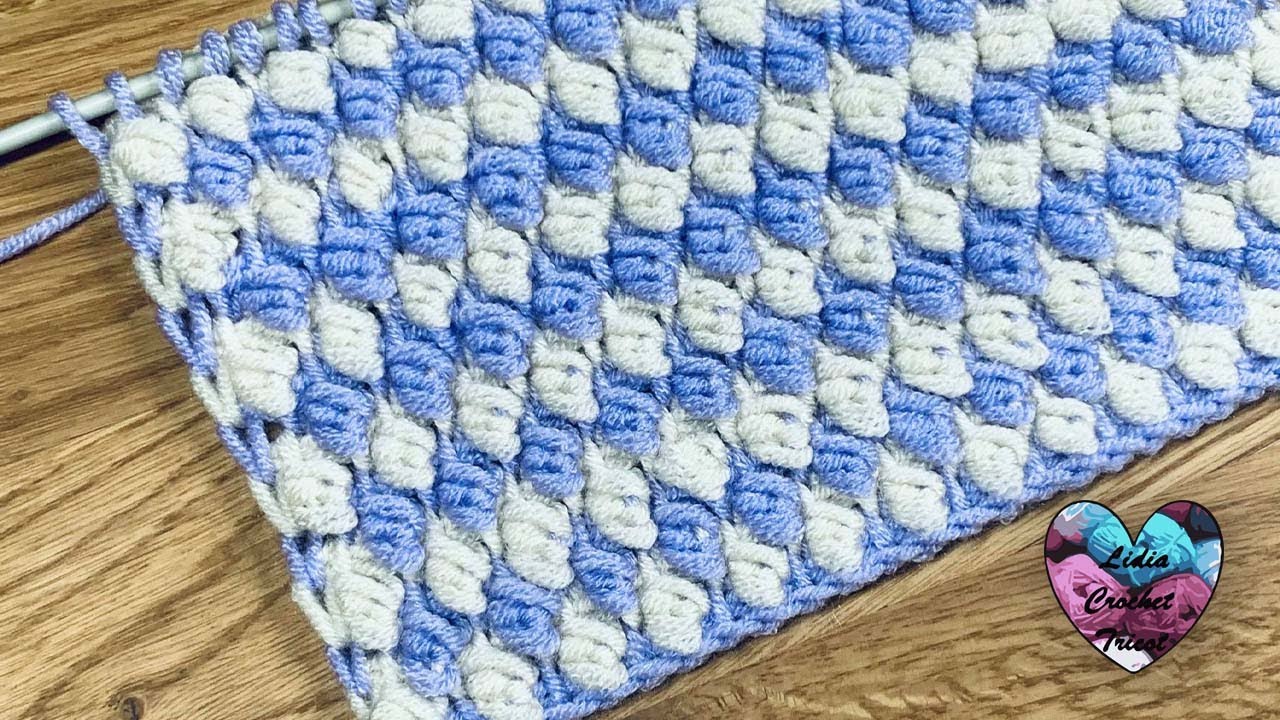 Crochet Tunisien Point Relief 2 couleurs! facile Lidia Crochet Tricot 