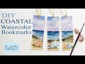 DIY Coastal Watercolor Bookmarks  Tutorial