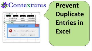Prevent Duplicate Entries in Excel Column