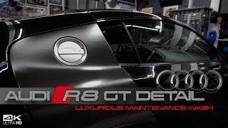 Audi R8 Gt Detail Satisfying 8-Hour Maintenance Wash Of Black R8 Gt With Nv Lustre Spray Coating