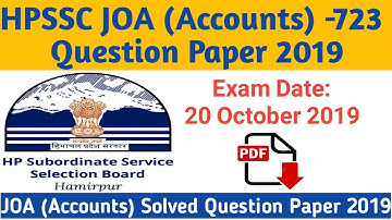 HPSSC JOA (Accounts) -723 Fully Solved Question Paper 2019 || HP Govt Jobs 2019