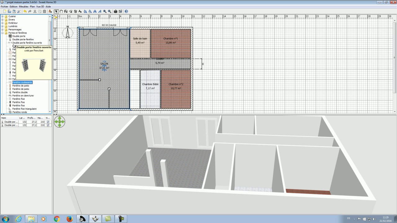 4 Tutoriel Sweet Home 3D partie 4 Fenetres Portes - YouTube