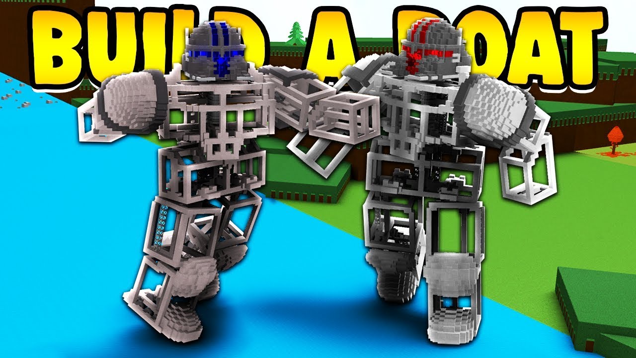 Build A Boat 2 Mega Robots Fighting Youtube